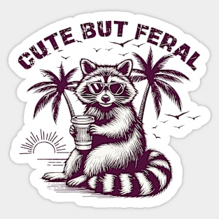 Cute But Feral Raccoon Sticker